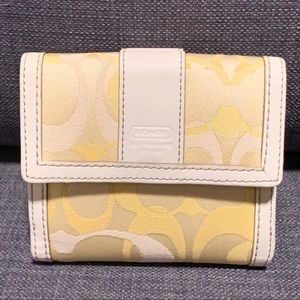 Coach Yellow Canvas and Leather Bi-fold Wallet